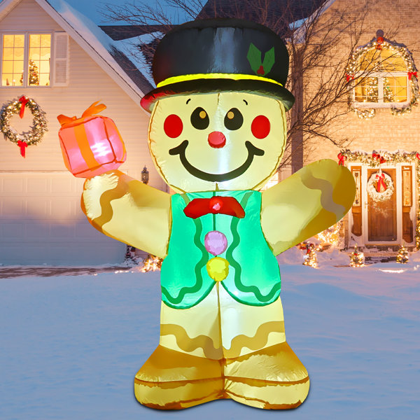 Goosh Christmas Inflatable Ft Inflatable Gingerbread Man Cute